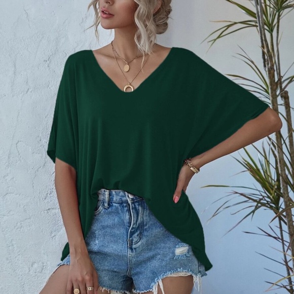 Cozy V neck Classic Dolman Sleeve Oversized Top - Picture 3 of 10